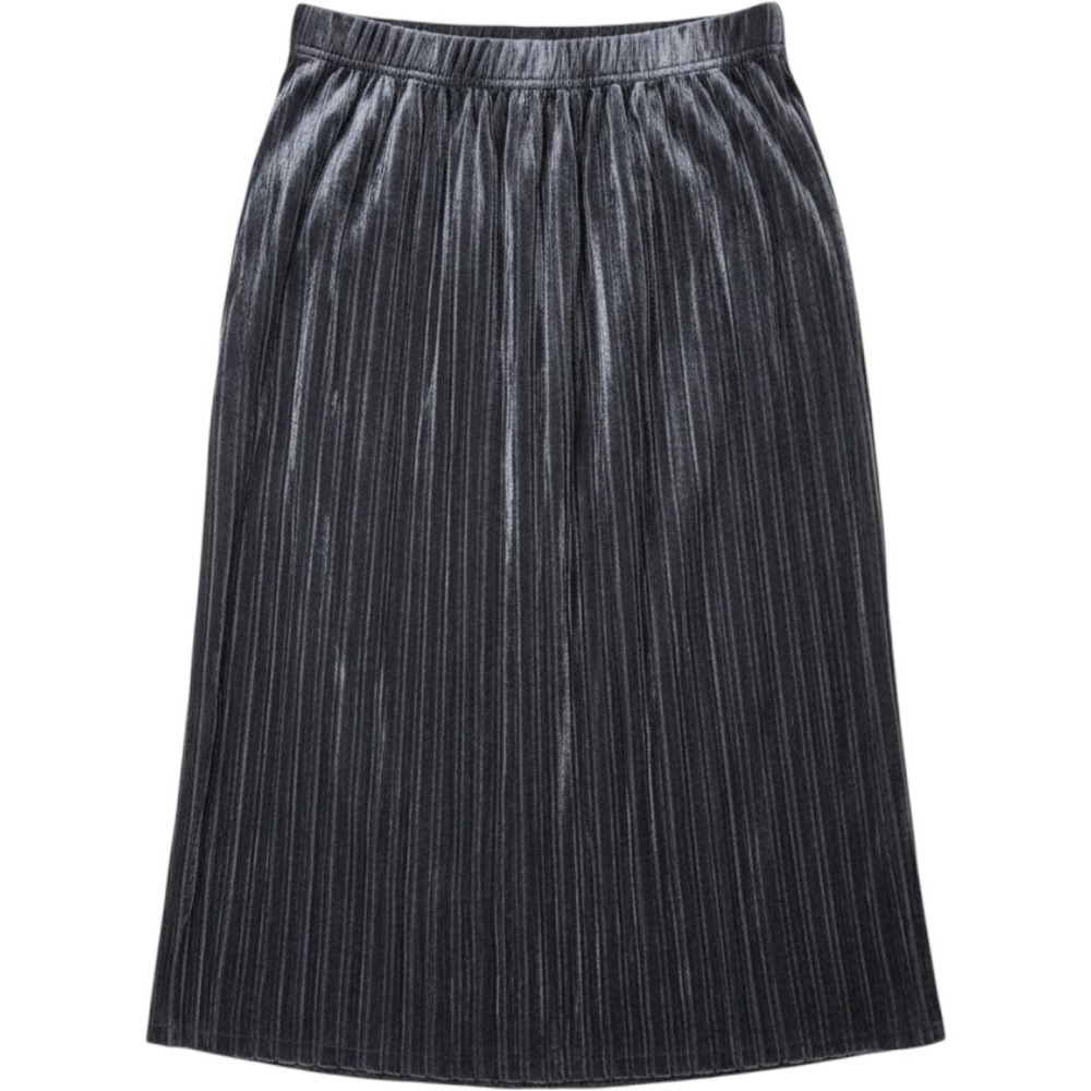 Woman Within Velvet Midi Skirt 1X Petite Gray Pleated Pull On Holiday Evening‎